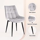 Pack de 2 Sillas de Comedor Macron Acolchada Terciopelo - Gris 5