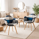 Pack de 2 Butaca Sitial Patchwork Acolchado Wood - Celeste 2