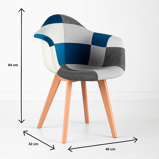 Pack de 2 Butaca Sitial Patchwork Acolchado Wood - Celeste 4