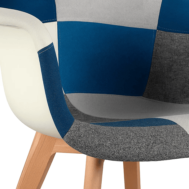 Pack de 2 Butaca Sitial Patchwork Acolchado Wood - Celeste 6