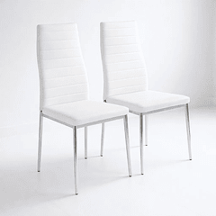 Pack de 2 Sillas Acolchadas Dining Liana con patas cromadas - Blancas