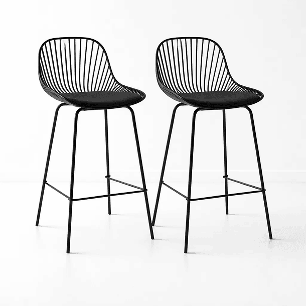 Pack de 2 Taburetes Piso Bar Tropea Alto - Negro 1