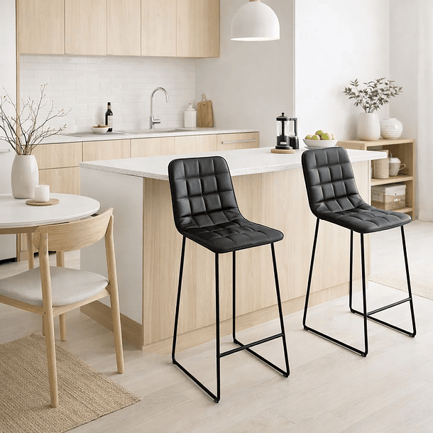 Pack de 2 Taburetes Altos Milano Cuero Sintetico con Patas Metálicas Estilo Industrial 2