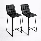 Pack de 2 Taburetes Altos Milano Cuero Sintetico con Patas Metálicas Estilo Industrial 1
