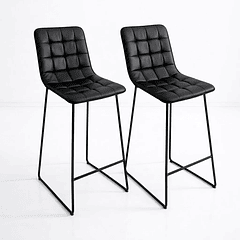 Pack de 2 Taburetes Altos Milano Cuero Sintetico con Patas Metálicas Estilo Industrial