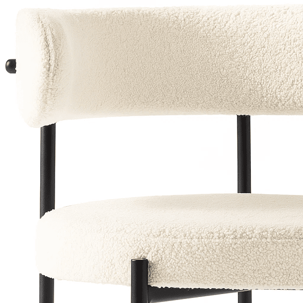 Pack de 2 Sillas Teddy de Tela con Patas Metálicas Negras - Crema 6