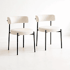 Pack de 2 Sillas Teddy de Tela con Patas Metálicas Negras - Crema 1