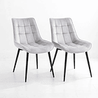 Pack de 2 Sillas de Comedor Macron Acolchada Terciopelo - Gris 1