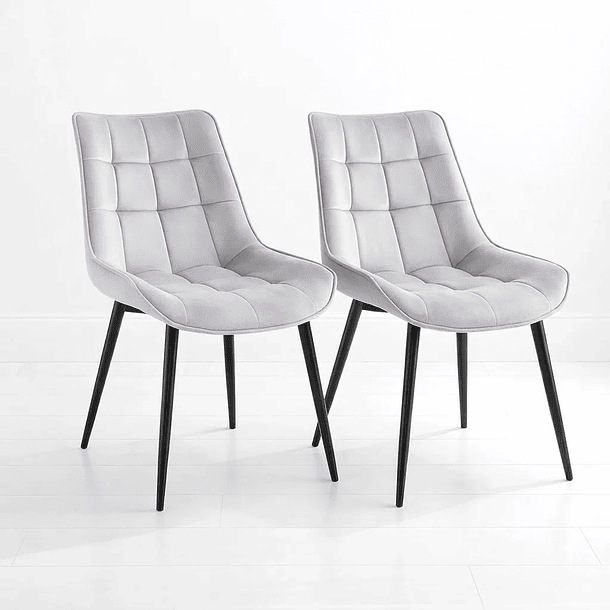 Pack de 2 Sillas de Comedor Macron Acolchada Terciopelo - Gris 1