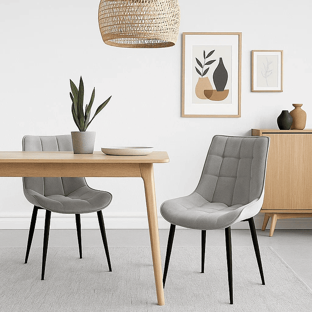 Pack de 2 Sillas de Comedor Macron Acolchada Terciopelo - Gris 3