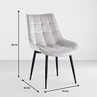 Pack de 2 Sillas de Comedor Macron Acolchada Terciopelo - Gris 4