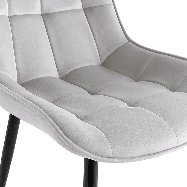 Pack de 2 Sillas de Comedor Macron Acolchada Terciopelo - Gris 6