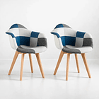 Pack de 2 Butaca Sitial Patchwork Acolchado Wood - Celeste 1
