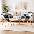 Pack de 2 Butaca Sitial Patchwork Acolchado Wood - Celeste 3