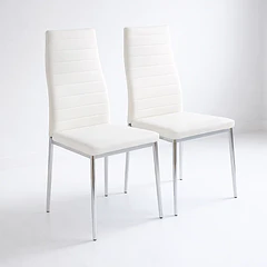 Pack de 2 Sillas Acolchadas Dining Liana con patas cromadas - Blancas
