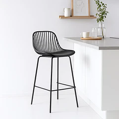 Pack de 2 Taburetes Piso Bar Tropea Alto - Negro