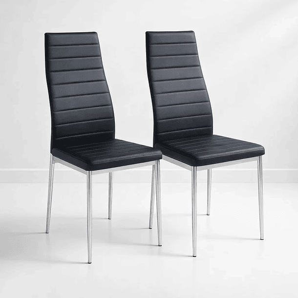Pack de 2 Sillas Acolchadas Dining Liana con patas cromadas - Negras 1