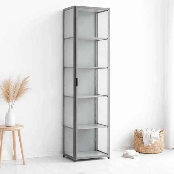 Vitrina BambooLine Estrecha con Puertas Acrílicas 5 Niveles 42x33x161 3