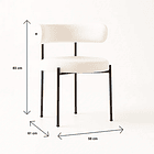 Pack de 2 Sillas Teddy de Tela con Patas Metálicas Negras - Crema 4