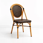 Silla de Exterior Estilo Francés con Marco Dorado y Ratán Oscuro 1