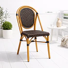 Silla de Exterior Estilo Francés con Marco Dorado y Ratán Oscuro 2