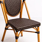 Silla de Exterior Estilo Francés con Marco Dorado y Ratán Oscuro 6