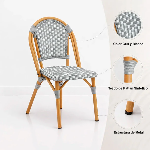 Silla Bistro de Exterior Resistente al Agua y al Sol 5