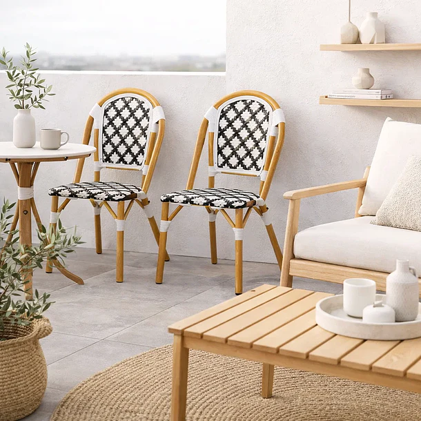 Silla de Jardín Parisina con Diseño Geométrico Trenzado 3
