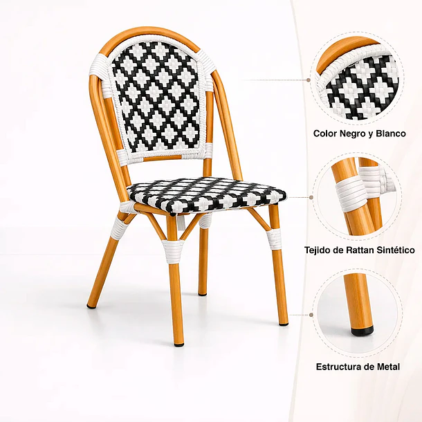 Silla de Jardín Parisina con Diseño Geométrico Trenzado 5