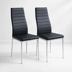 Pack de 2 Sillas Acolchadas Dining Liana con patas cromadas - Negras