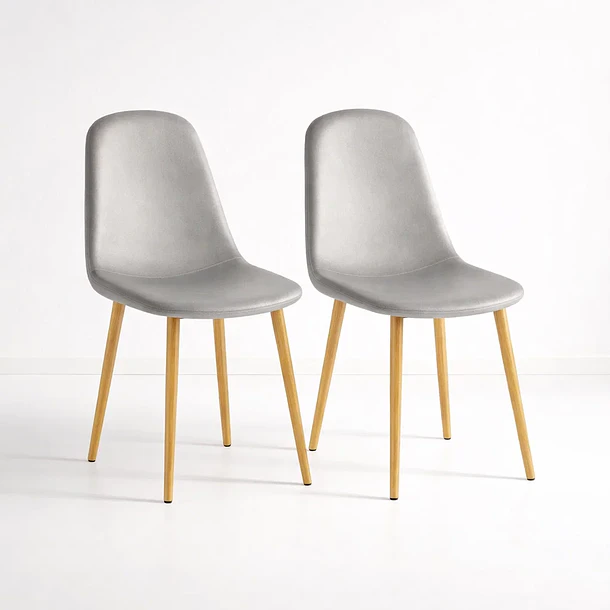Pack de 2 Sillas Spoon Terciopelo - Gris 1
