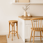 Banco de Diseño Retro en Madera con Asiento Trenzado 3