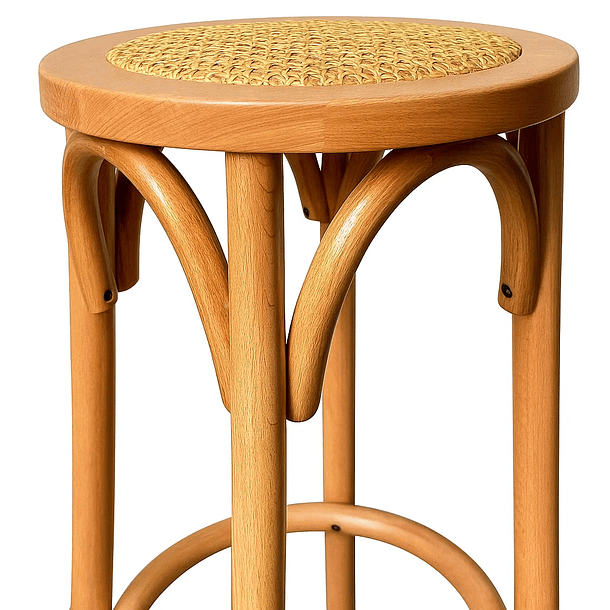 Banco de Diseño Retro en Madera con Asiento Trenzado 6