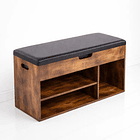 Banco Zapatero de Madera Rústica con Asiento Acolchado y Baúl de Almacenaje 1
