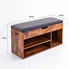 Banco Zapatero de Madera Rústica con Asiento Acolchado y Baúl de Almacenaje 4