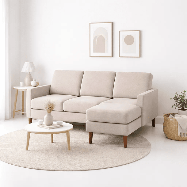 Sofá Esquinero Urban Lounge con Asiento Acolchado - Beige 2