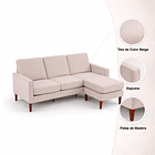 Sofá Esquinero Urban Lounge con Asiento Acolchado - Beige 5