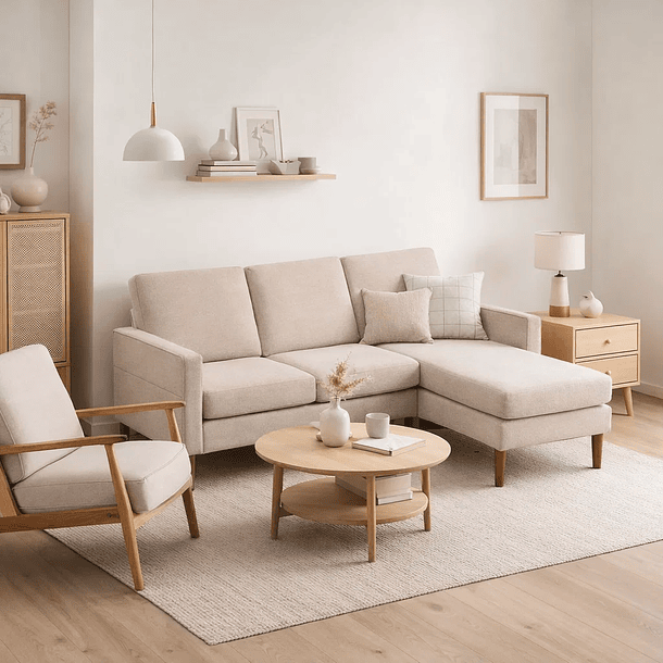 Sofá Esquinero Urban Lounge con Asiento Acolchado - Beige 3