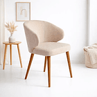 Silla Aura Tapizada en Tela Beige con Patas de Madera 2