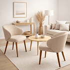 Silla Aura Tapizada en Tela Beige con Patas de Madera 3
