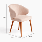 Silla Aura Tapizada en Tela Beige con Patas de Madera 4