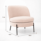 Butaca Lía Tapizada en Tela Clara con Patas Metálicas Negras 4