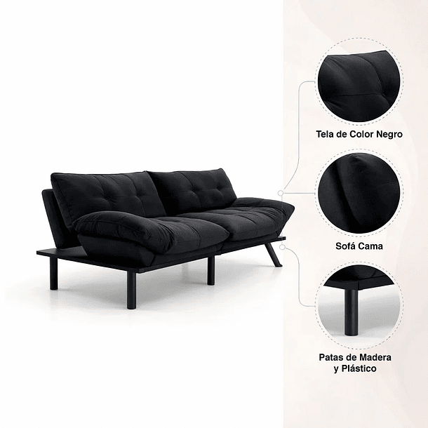 Sofá Cama PlushFlex Negro 5