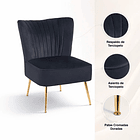 Sillón Glamour Noir con Patas Doradas - Negro 5