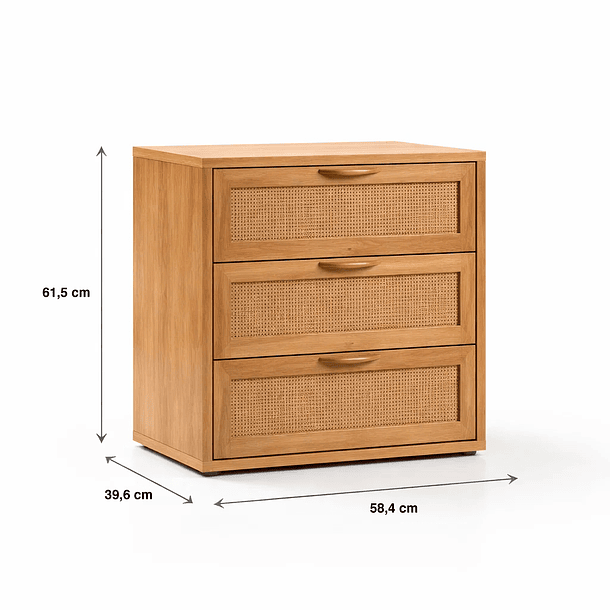 Velador Calma Rattan de Madera Clara con Cajones de Ratán 4