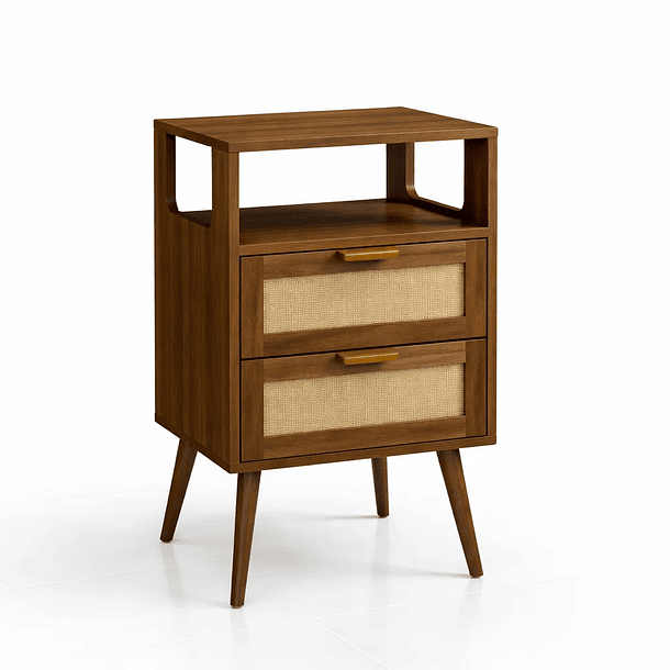 Velador Velia Rattan con Cajones y Diseño Natural 1