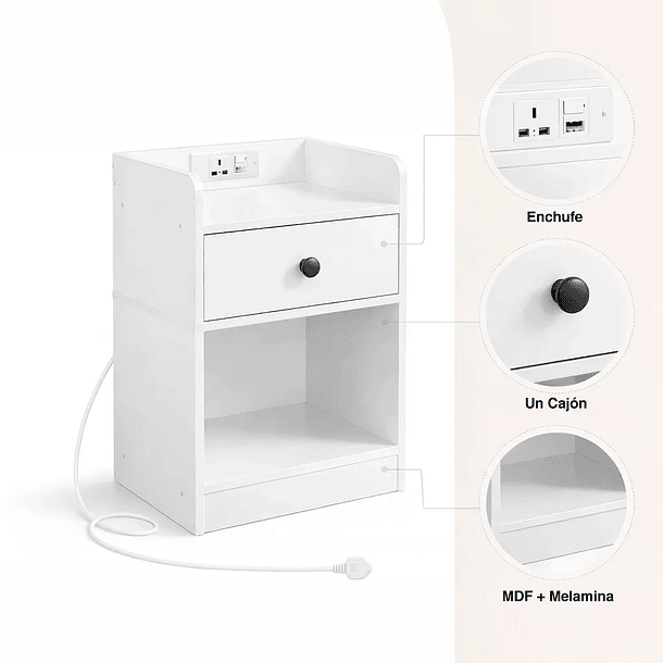 Velador Luma Mini con Enchufe Integrado Compacto - Blanco 5
