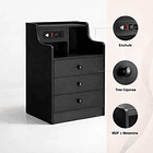 Velador Urbano Smart con Enchufe Integrado Negro de 3 Cajones 5