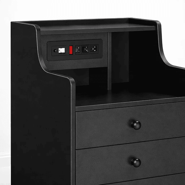 Velador Urbano Smart con Enchufe Integrado Negro de 3 Cajones 6