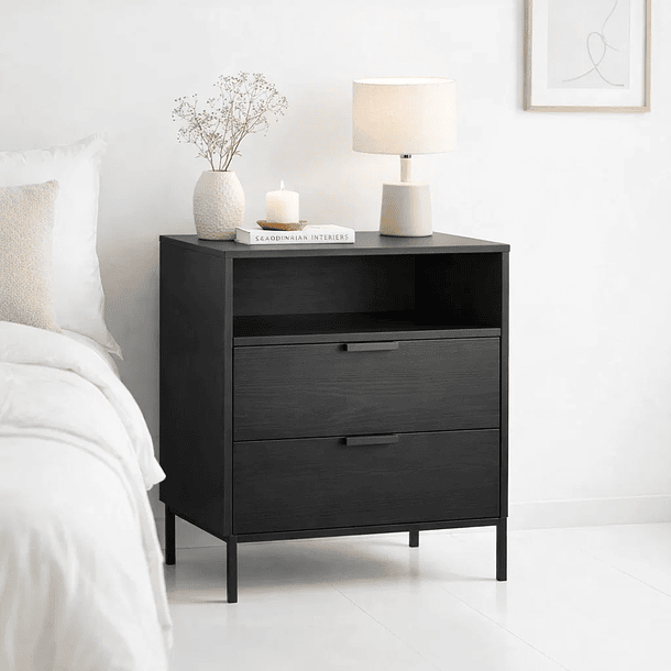 Velador Noir Loft Negro con Patas Metálicas 2